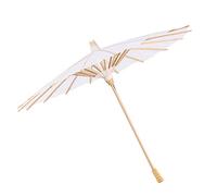 Lwuey Paraguas de Papel Hecho a Man, Decorativos Clásico Mano Blanco China Estilo Sólida Mango Madera Oriental Tradicional Plegable Vintage Danza Japón Artesanía Seda Marco Cubierta Estructura 30cm
