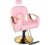 LWWT - Silla Giratoria 360° Profesional con Base Fija, Reposapiés y Altura Ajustable para Peluquerías, Salones de Belleza, Tatuajes y Masajes (Rosa)