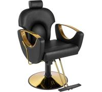 LWWT - Silla Giratoria 360° Profesional con Base Fija, Reposapiés y Altura Ajustable para Peluquerías, Salones de Belleza, Tatuajes y Masajes (Negro)