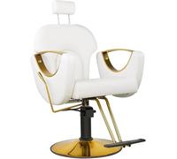 LWWT - Silla Giratoria 360° Profesional con Base Fija, Reposapiés y Altura Ajustable para Peluquerías, Salones de Belleza, Tatuajes y Masajes(Blanco)