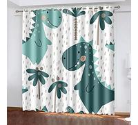 LWXBJX Cortinas Salon Cortinas Habitacion Niño Cortina Opaca - Blanco dinosaurio animal - Impresión 3D Aislantes de Frío y Calor 90% Opacas Cortinas - 200 x 214 cm - Salon Cocina Habitacion Niño Moder
