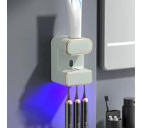 Lwxjjer Dispensador automático de pasta de dientes, distribuidor de pasta de dientes montado en la pared con esterilización UV, dispensadores de pasta de dientes con 3 ranuras para pasta de dientes,