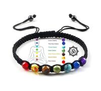 LWXLP Pulsera de cuentas de 7 chakras, hilo de piedra natural de 6 mm, pulseras trenzadas para yoga, curación, equilibrio, regalo de meditación