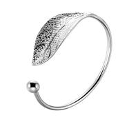 LWXLP Pulsera de plata de ley 925 con forma de hoja abierta para mujer, brazalete ajustable con dijes, joyería para fiesta para niñas, regalos de Navidad