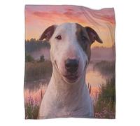 LWXWHR Manta Polar Bull Terrier, Suave Y Cálida Manta Hierba Orilla Río para Sofá, Dormitorio, Cama, Regalo Ideal para Adultos, Niños Y Niñas, 70x80inch(180x200cm)