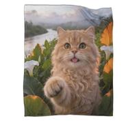 LWXWHR Manta Polar Gato Lindo, Suave Y Cálida Manta Flores Río para Sofá, Dormitorio, Cama, Regalo Ideal para Hombre Y Mujer 80x90inch(200x230cm)
