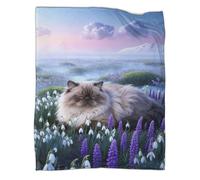 LWXWHR Manta Polar Gato Persa, Muy Suave Y Acolchada Manta Tundra para Sofá, Cama Y Viajes Regalo Ideal para Niñas, Niños, Adultos, 70x80inch(180x200cm)