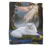 LWXWHR Manta Polar Gato Persa, Suave Y Cálida Manta Bayas para Sofá Y Oficina Hombre Y Mujer 40x50inch(100x130cm)