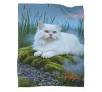 LWXWHR Manta Polar Gato Persa, Suave Y Cálida Manta Hierba Brumosa para Sofá Y Cama Regalo Ideal para Niñas, Niños, Adultos, 70x80inch(180x200cm)