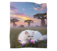 LWXWHR Manta Polar Gato Persa, Suave Y Cálida Manta Pradera para Sofá Y Cama Adultos, Niños Y Niñas, 70x80inch(180x200cm)