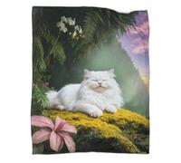 LWXWHR Manta Polar Gato Persa, Suave Y Cálida Manta Verdor para Sofá Y Cama Regalo Ideal para Adultos, Niños Y Niñas, 60x80inch(150x200cm)
