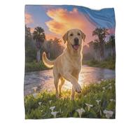 LWXWHR Manta Polar Labrador Retriever, Muy Suave Y Acolchada Manta Río Tropical para Sofá, Cama Y Viajes Hombre Y Mujer 60x80inch(150x200cm)