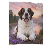 LWXWHR Manta Polar San Bernardo, Muy Suave Y Acolchada Manta Orilla Río para Sofá, Cama Y Viajes Regalo Diferente para Adultos, Niños Y Niñas, 70x80inch(180x200cm)