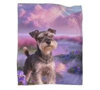 LWXWHR Manta Polar Schnauzer Miniatura, Muy Suave Y Acolchada Manta Hierba Rosa para Sofá, Cama Y Viajes Regalo Ideal para Niñas, Niños, Adultos, 60x80inch(150x200cm)