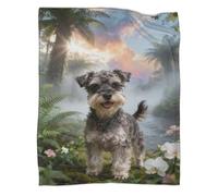 LWXWHR Manta Polar Schnauzer Miniatura, Suave Y Cálida Manta Helechos para Sofá, Dormitorio, Cama, Niñas, Niños, Adultos, 60x80inch(150x200cm)