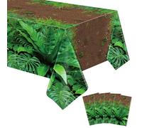 LWYGEGJO 4 piezas camino bosque mantel dinosaurio fiesta mantel Woodland cumpleaños fiesta accesorios