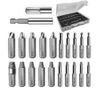 LWZko 22 Piezas Extractor Tornillos, Juego Extractor Tornillos, Kit Extracción Tornillos Dañados, HSS Magnética Juego Removedor Pernos con 10 Tamaños Taladros y Extractor para Tornillo Roto