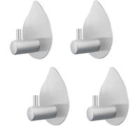 LWZko 4 Piezas Ganchos Autoadhesivos, Ganchos de Puerta Autoadhesivos, Gancho Pared Autoadhesivo, Acero Inoxidable Impermeable Multifunción Ganchos Adhesivos para Cocina, Baño, Dormitorio (Plata)