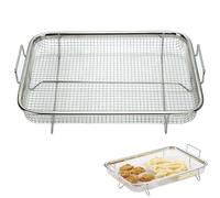 LWZko Cesta Parrilla Malla, Rejilla Parrilla, Cesta para Horno de Acero Inoxidable con Asas, Cooling Rack, Utiliza para Parrilla y Enfriar,Cargar Frutas y Verduras, 44,5 x 30,5 x 5,5 cm