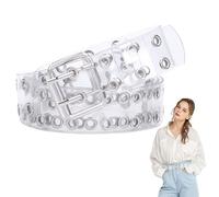 LWZko Cinturón Transparente, Cinturón de Doble Ojal, PVC Transparentes Cinturones, Cinturón de Moda Para Mujer, con Doble Ojal con Agujeros/Cadena Larga para Mujeres, Adolescentes, Niñas,100 cm