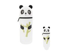 LWZko Kawaii - Estuche de silicona 2 en 1, diseño de panda, estuche para niñas y niños, con cremallera, para aulas, oficina, escuela en casa, suministros escolares para niños, Rosa, 6,5 x 6,5 x 19,5