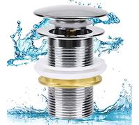 LWZko Tapones de Desagüe Lavabo, Desagüe Lavabo Universal con Rebosadero, 1 1/4" Pulgada Latón Válvula Pop-Up Válvula Desagüe, Tapones de Desagüe Sistema Click-clack, Válvula Tapon para Bidés, Plata
