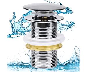 LWZko Tapones de Desagüe Lavabo, Desagüe Lavabo Universal con Rebosadero, 1 1/4" Pulgada Latón Válvula Pop-Up Válvula Desagüe, Tapones de Desagüe Sistema Click-clack, Válvula Tapon para Bidés, Plata