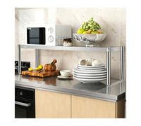 LXBAMKEA Estante De Acero Inoxidable De 1/2/3 Niveles, Estante Superior De Acero Inoxidable para Mesas Preparación Cocina, Mesa Comercial Ajustable para Restaurantes Bares Garajes(150x35x40cm)