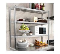 LXBAMKEA Estante De Acero Inoxidable De 1/2/3 Niveles, Estante Superior De Acero Inoxidable para Mesas Preparación Cocina, Mesa Comercial Ajustable para Restaurantes Bares Garajes(80x30x80cm(A))