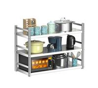LXBAMKEA Estantería De Acero Inoxidable De 2 O 3 Niveles, Estantes De Pared para Cocina, Estantes Flotantes Comerciales para Garaje Despensa Armario Restaurante Baño(150x35x85cm)