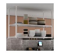LXBAMKEA Estantería Flotante Colgante, Media Estantería Acero Inoxidable Colgador De Techo, Estantería Flotante para Restaurante Cocina Bar Garaje, Estantes De Almacenamiento(80x35x120cm(A))