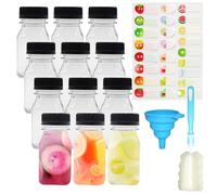 LXBCTOP 12 Piezas Botellitas Pequeñas Para Rellenar, 60ml Botellas de PláStico Reutilizables, Para Jugo, Shots Botellitas, Botes PequeñOs de Plastico, Botes Shots Cristal