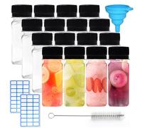 LXBCTOP 16 Piezas Botellitas Pequeñas Para Rellenar, 60ml Botellas de PláStico Reutilizables Para Jugo, Shots Botellitas, Botes PequeñOs de Plastico, Botes Shots Cristal