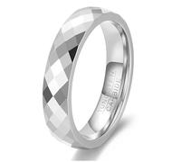 LXBQYSTO Anillo de carburo de tungsteno martillado de 4 mm y 6 mm para hombres y mujeres, anillo de compromiso liso abovedado de alto pulido, talla 5-15, Carburo de tungsteno, Sin piedras preciosas