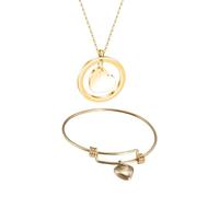 LXBQYSTO Juego de 3 piezas de collar con inicial de corazón para mujer, pulsera, aretes, juego de joyas de acero inoxidable con letras A-Z, Circle Heart, Acero inoxidable, No es una piedra preciosa