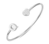 LXBQYSTO Pulsera con inicial de la letra A a la Z, acero inoxidable dorado, brazalete con corazón, brazalete con nombre para mujer, no se deslustra, bonito regalo de joyería para ella, tamaño flexible