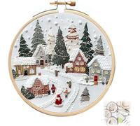 LXCJZY Christmas Embroidery Kit,Christmas Cross Stitch Kits,DIY Embroidery Kit for Christmas Embroidery Kits for Adults Beginners Starter (D)