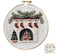 LXCJZY Christmas Embroidery Kit,Christmas Cross Stitch Kits,DIY Embroidery Kit for Christmas Embroidery Kits for Adults Beginners Starter (C)