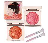 LXCJZY Embossed Smooth Powder Blush Palette For Cheeks, Embossed Girl Blush for Cheeks, Matte Face Powder Blush Palette,Natural Makeup,Radiant Finish (Pink&Orange, One Size)