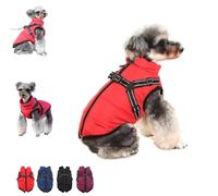 LXCJZY Furry King Dog Winter Coat,Winter Jacket for Dogs,Furry Dog Jacket with Harness,Pet Outdoor Jacket,Pet Outdoor Jacket,Waterproof Windproof Dogs Snow Jacket with Zipper (Red, XXL)