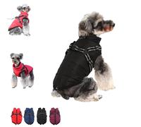 LXCJZY Furry King Dog Winter Coat,Winter Jacket for Dogs,Furry Dog Jacket with Harness,Pet Outdoor Jacket,Pet Outdoor Jacket,Waterproof Windproof Dogs Snow Jacket with Zipper (Black, S)