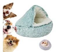 LXCJZY Lapcatz Nest Bed,Cat Cave Bed,Beds for Indoor Cat Cave & Calming Dog Beds, Semi-Enclosed Pet Nest,Cat Cave Bed,Anti-Slip Faux Fur Fluffy Coved Beds (Green-Long Velvet, 19.7in)