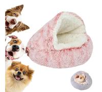 LXCJZY Lapcatz Nest Bed,Cat Cave Bed,Beds for Indoor Cat Cave & Calming Dog Beds, Semi-Enclosed Pet Nest,Cat Cave Bed,Anti-Slip Faux Fur Fluffy Coved Beds (Pink-Long Velvet, 15.7in)