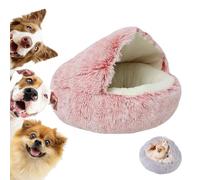 LXCJZY Lapcatz Nest Bed,Cat Cave Bed,Beds for Indoor Cat Cave & Calming Dog Beds, Semi-Enclosed Pet Nest,Cat Cave Bed,Anti-Slip Faux Fur Fluffy Coved Beds (Pink-Short Velvet, 15.7in)