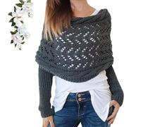 LXCJZY Multifunctional Scarf with Sleeves,Knitted Cable Wrap,Scarf Sweater Wrap with Sleeve,Knitted Cable Wrap Shrugs (Dark gray)
