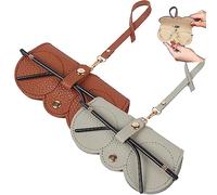 LXCJZY Soft Leather Sunglass Bag, Men Ladies Portable Slim Sunglass Bag,Soft Glasses Bag (Brown+Grey)