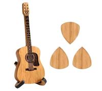 LXCJZY Wooden Guitar Pick Box with Stand - 3 PCS Unique Guitar Picks,Mini Storage Box for Guitarists,Musician Engraved Wooden Plectrum Case,Acoustic Guitar Box for Electric Bass Guitar Lover (Wooden)
