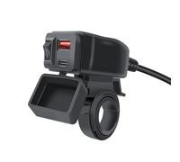 LXCMQL Cargador USB Moto para Kawasaki Vulcan S 2015-2024, Adaptador Carga Rápida Doble Puerto USB+Type-C Resistente al Agua Cargador Moto con Voltímetro LED