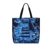 LXCNQFN Bolsa de mano para mujer, bolsa de comestibles de pavo real, plegable, reutilizable, bolsa de hombro para compras, Guitarra azul, Talla única