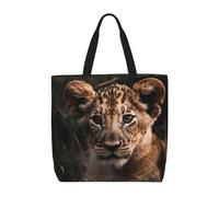 LXCNQFN Bolsa de mano para mujer, diseño de luna en el cielo nocturno, plegable, cruzada, reutilizable, bolsas de hombro para compras, León sentado en la hierba, Talla única